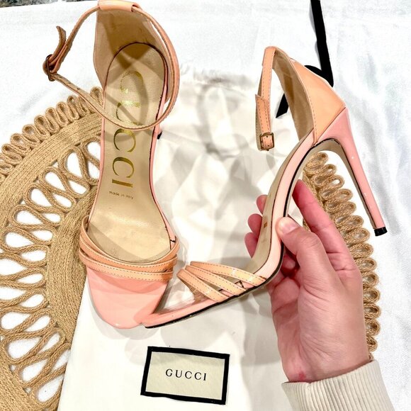 Gucci Kid Scamosciato LG Pink Women's Heels Size 40 - Picture 1 of 14